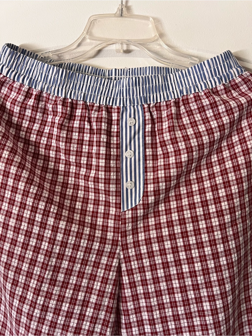 Gingham Wide-Leg Pants with Striped Waistband - Picture 3 of 4
